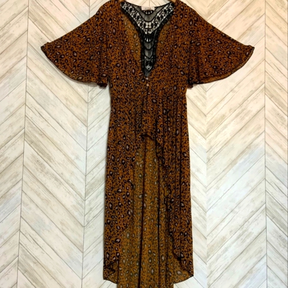 L.I.F.E Leopard Duster Women’s Kimono Animal Print Sz Small